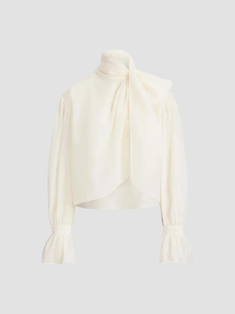 Tiieneck Cotton-Silk Organdy Shirt