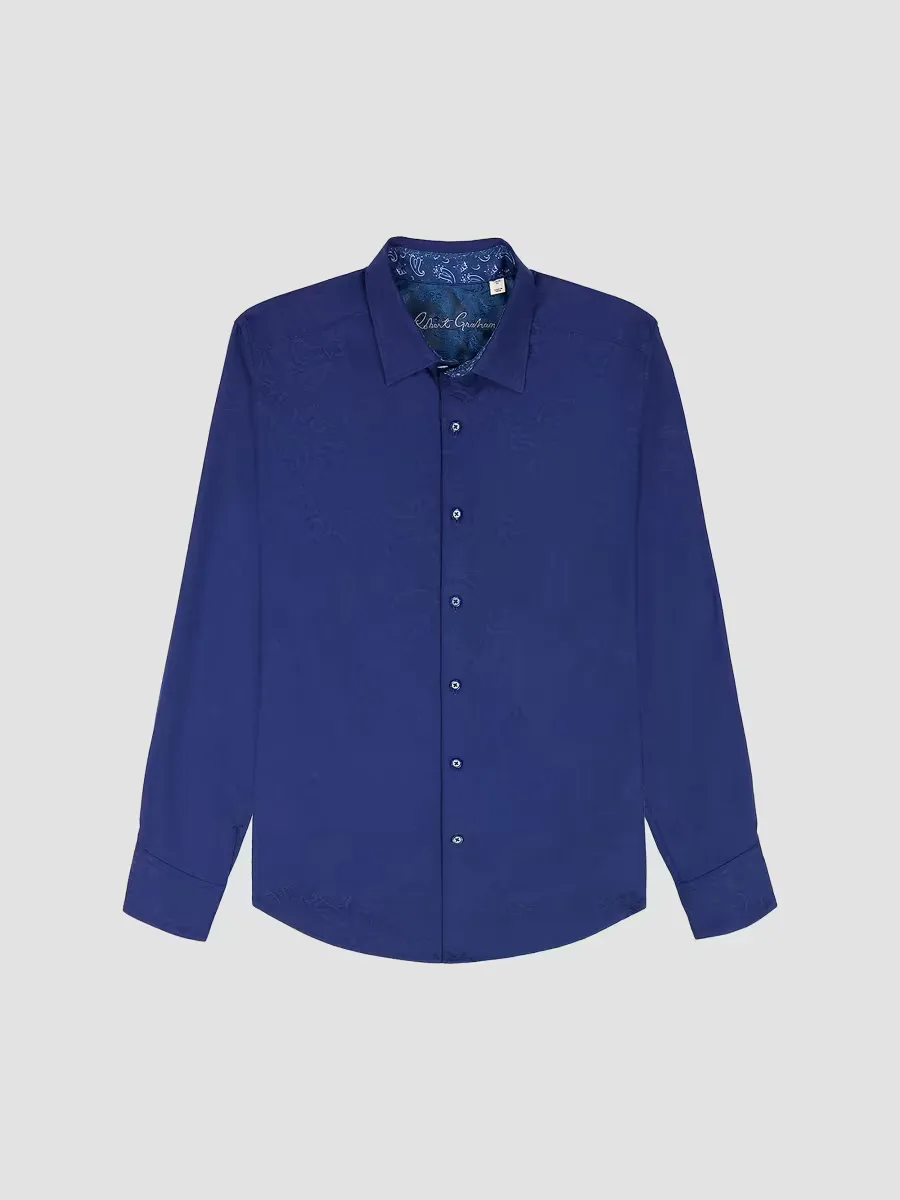 Hudson Paisley Jacquard Stretch-Cotton Shirt by Robert Graham