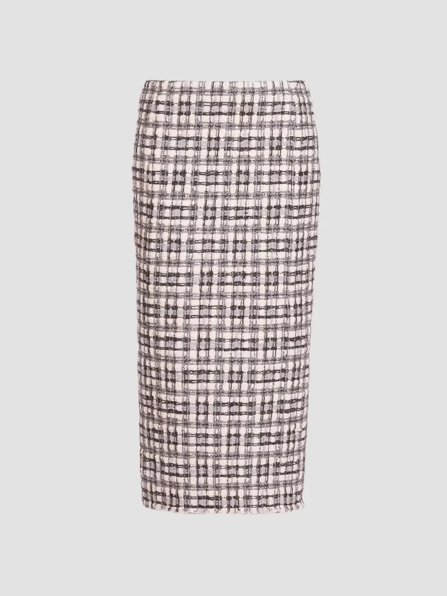 Tweed Low-Rise Pencil Midi Skirt by Thom Browne