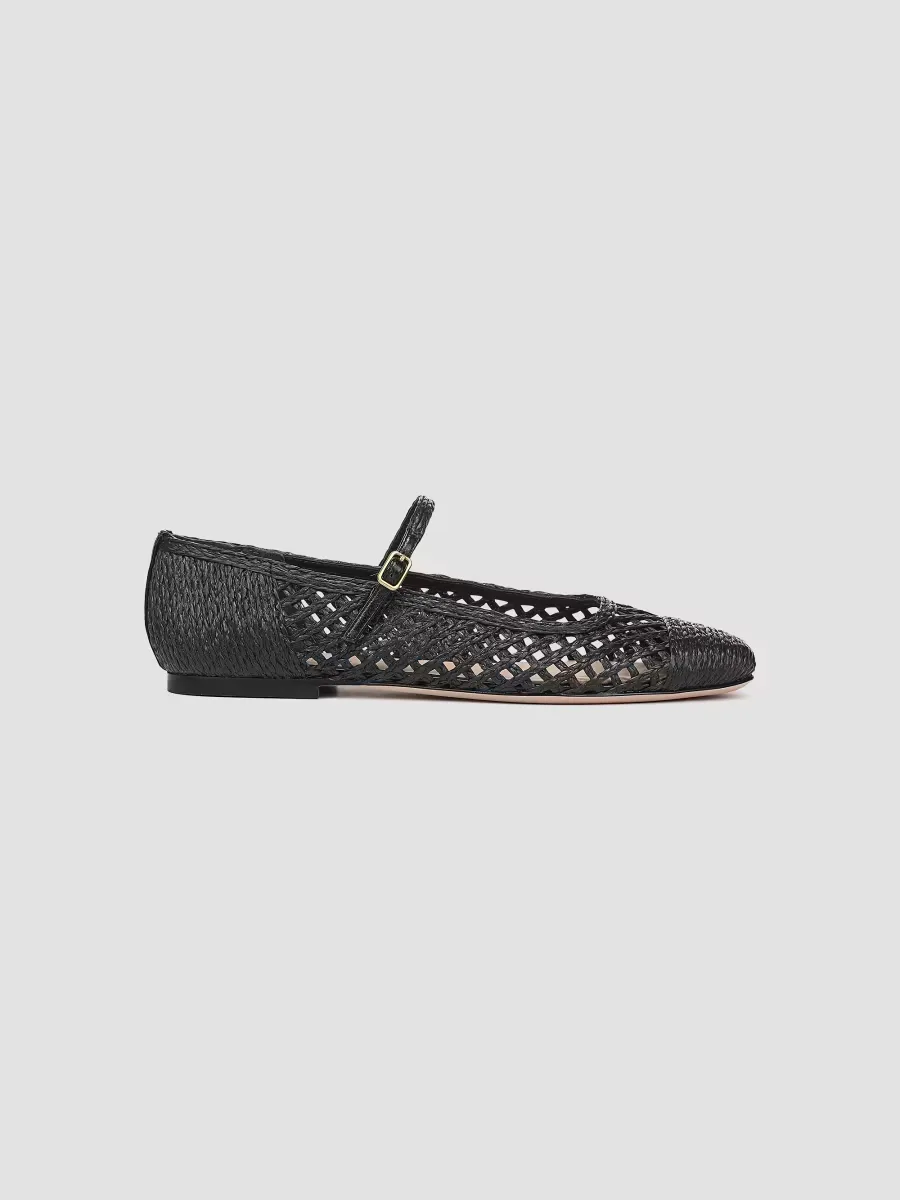 Ellie Faux Raffia Weave Mary Janes