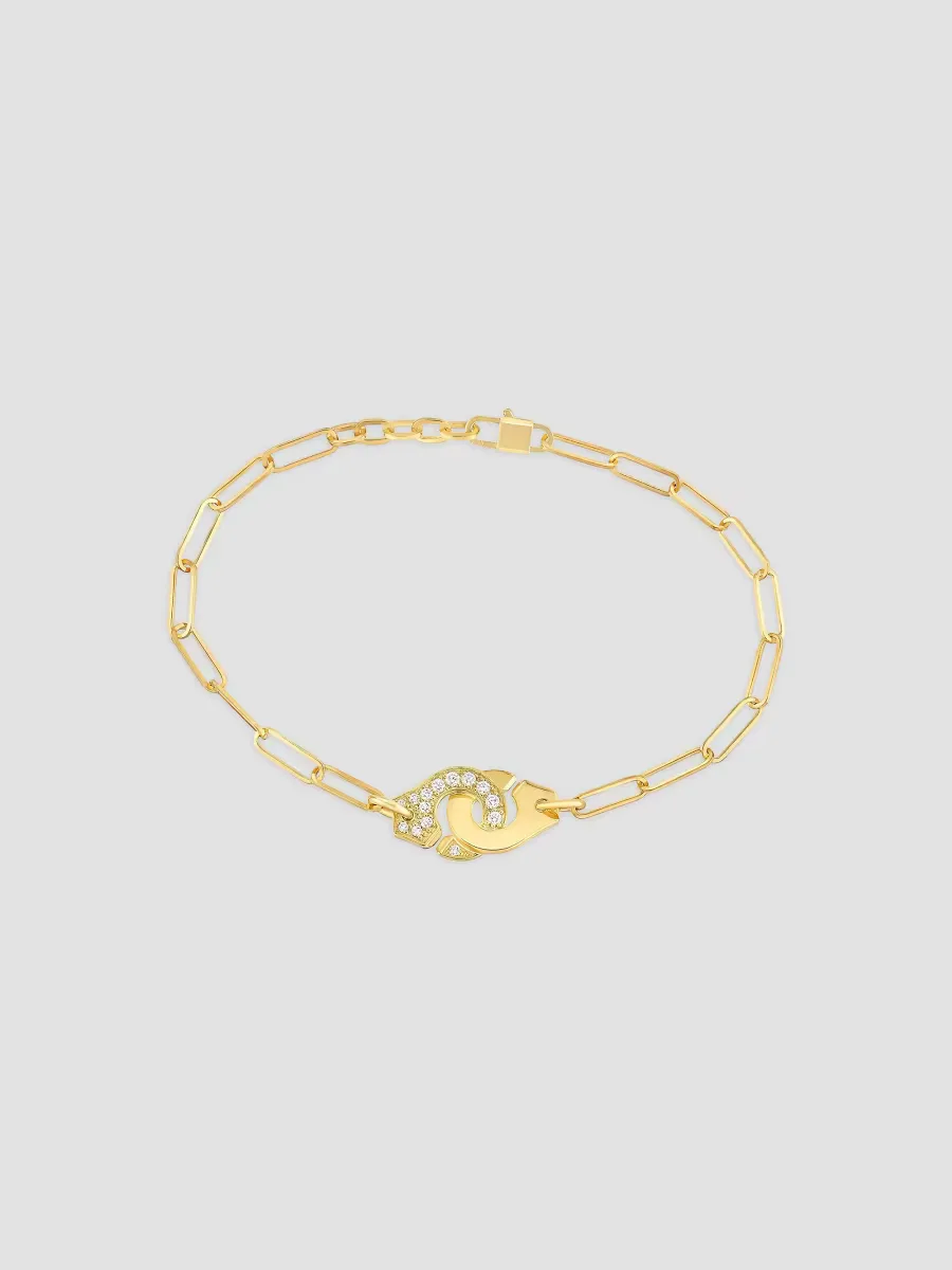 Menottes Dinh Van R10 18K Yellow Gold & 0.15 TCW Diamond Handcuff Bracelet by dinh van
