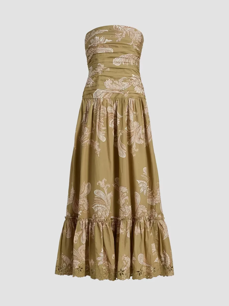 Sakhi Paisley Bandeau A-Line Maxi Dress by Hemant & Nandita