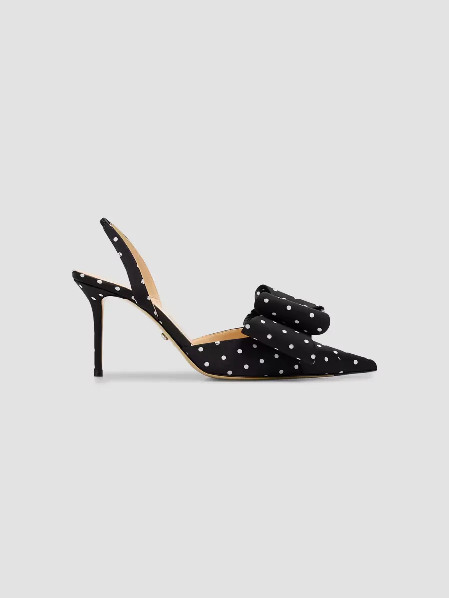 Le Cadeau 85MM Polka Dot Satin Singback Pumps by Mach & Mach