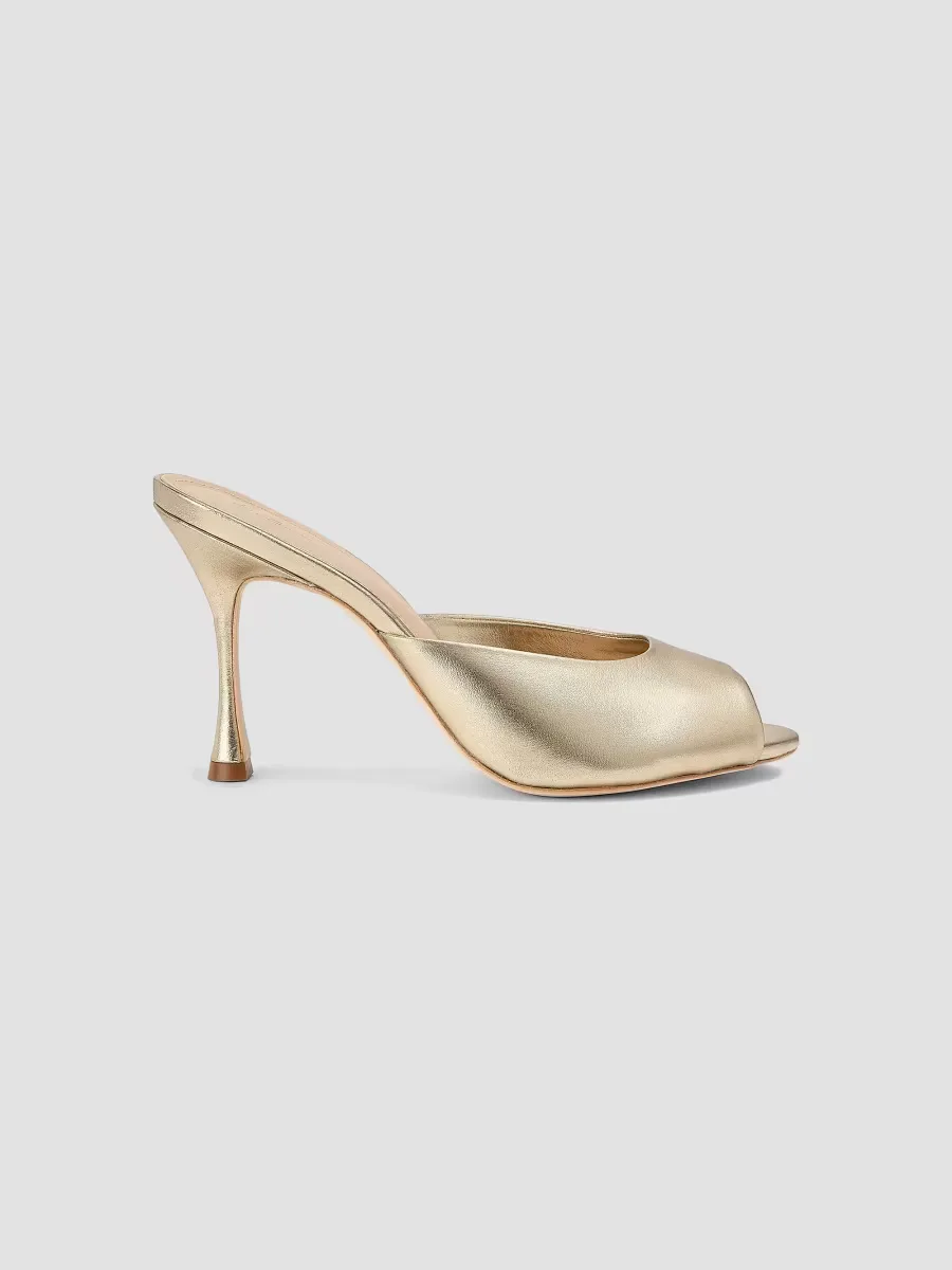90MM Leather Peep-Toe Mules by 22lev