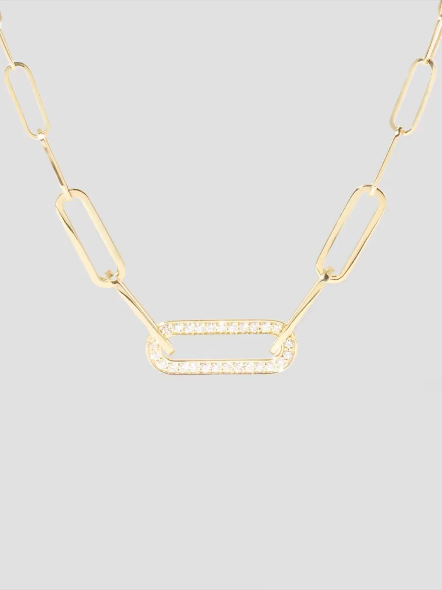 Maillon 18K Yellow Gold & 0.12 TCW Diamond Paper-Clip-Chain Necklace