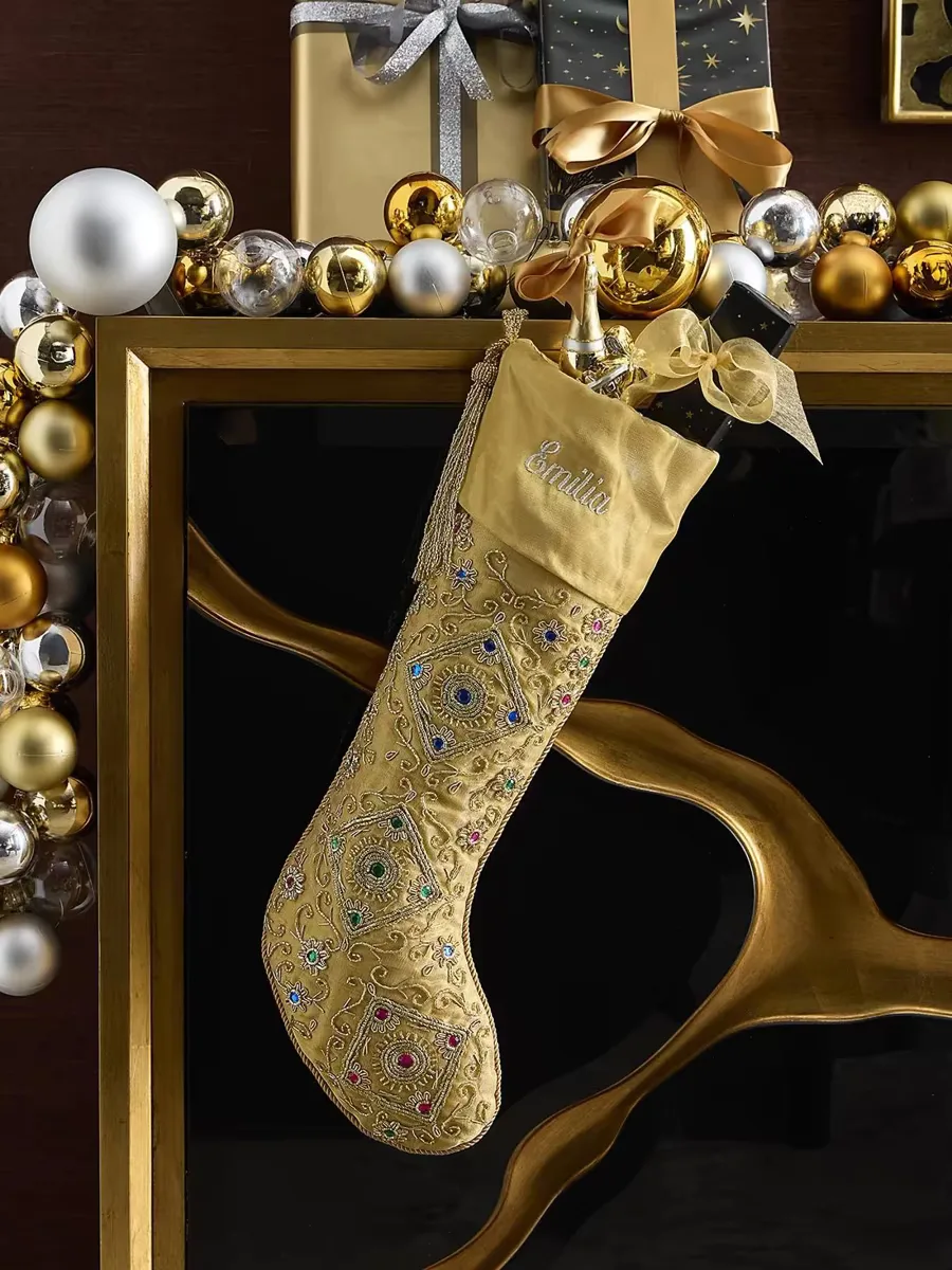 Jeweled Majesty Cuff Turned Stocking by Sudha Pennathur