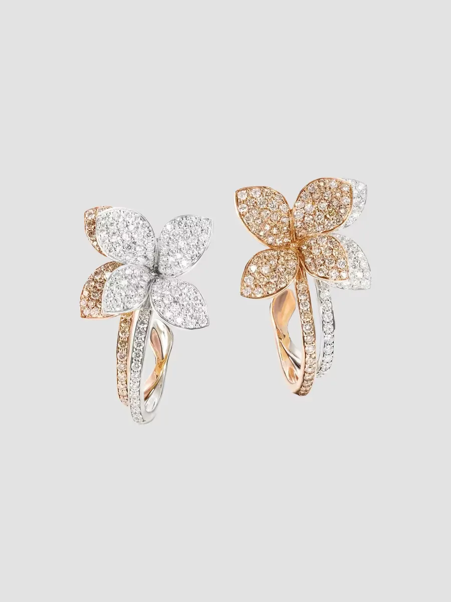 Petit Garden Two-Tone 18K Gold & 2.54 TCW Diamond Floral Hoop Earrings by Pasquale Bruni