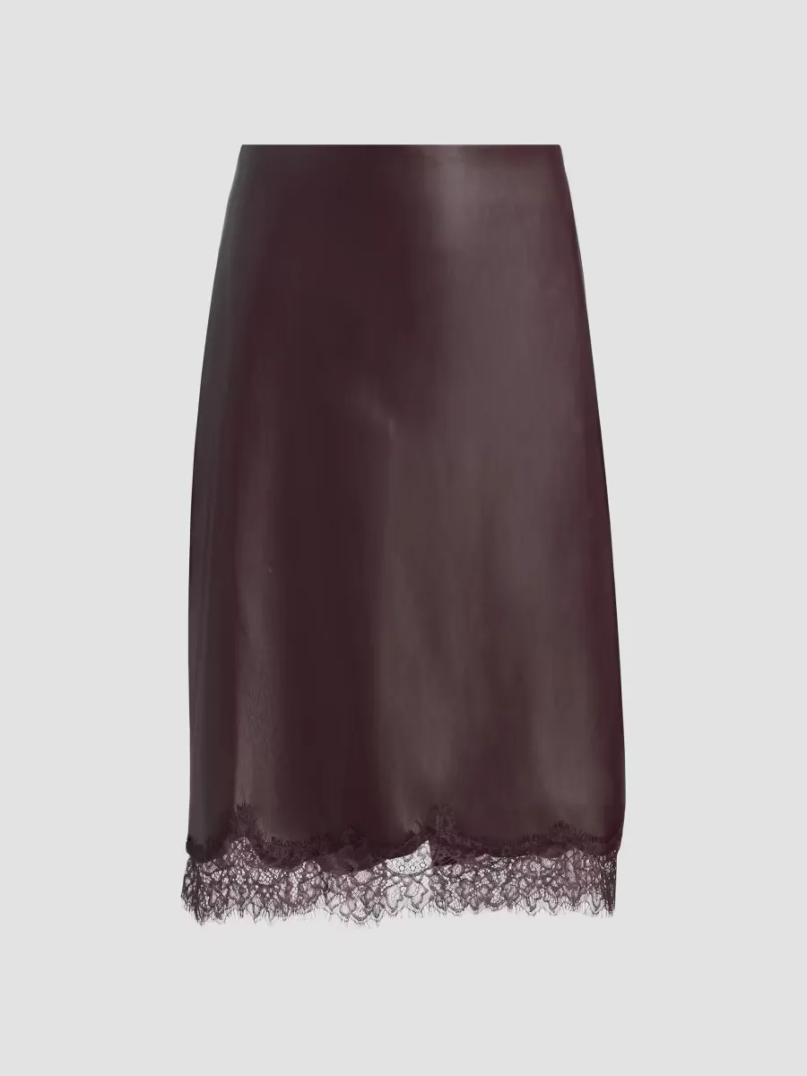 Sonja Faux Leather Lace-Trimmed Midi-Skirt by Lamarque