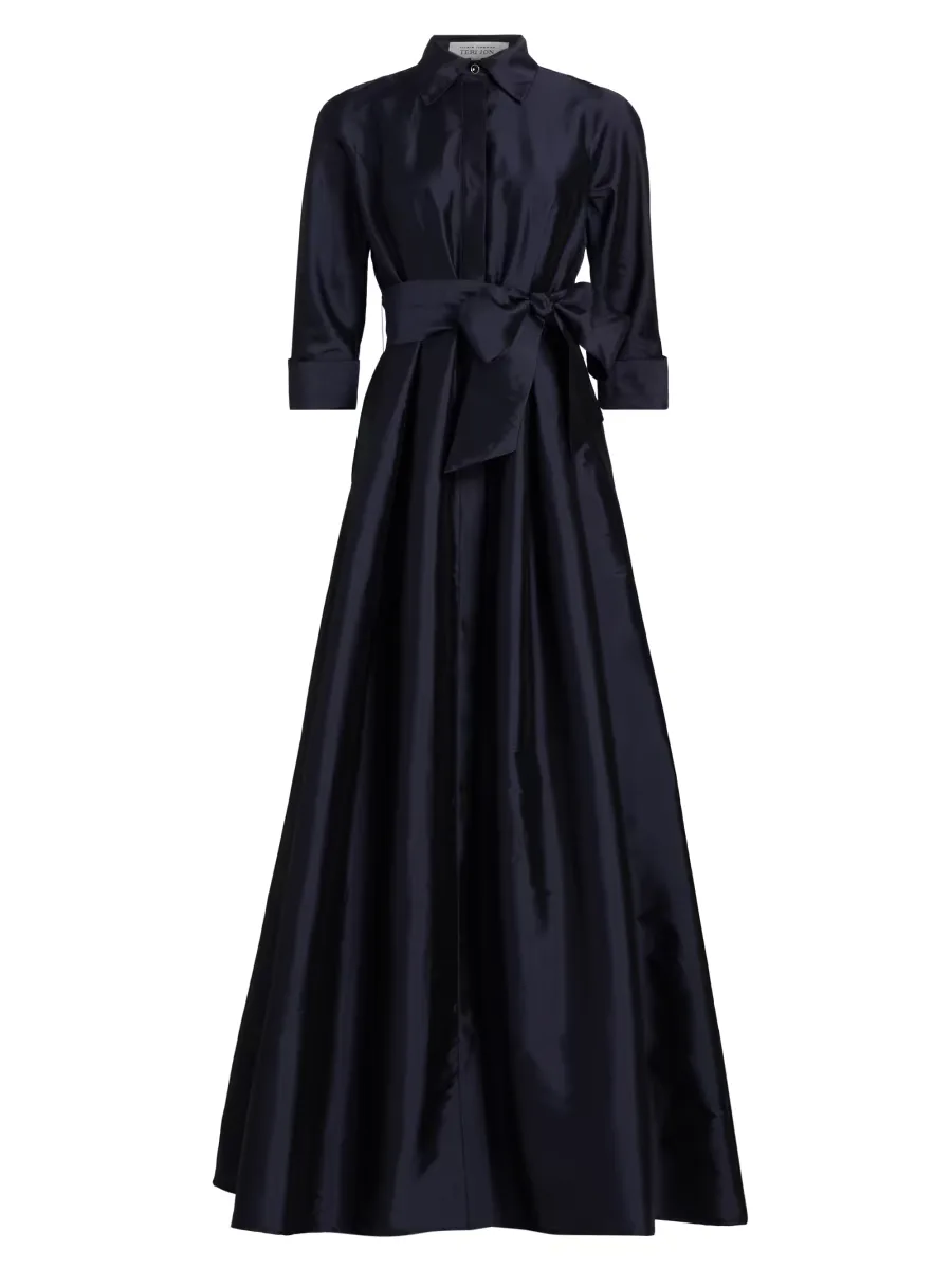 Teri Jon by Rickie Freeman Shirt Waist Taffeta Gown