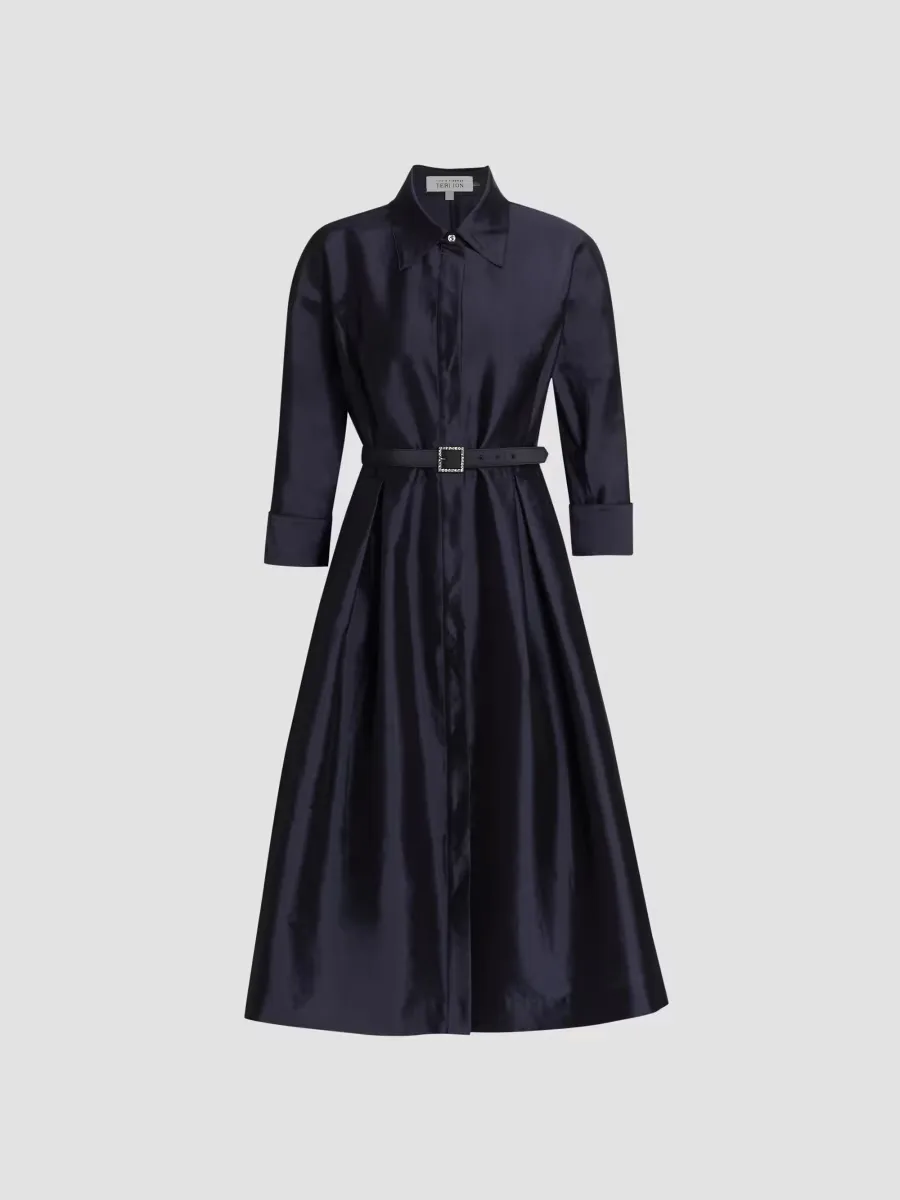 Teri Jon by Rickie Freeman Silk Taffeta Shirtdress