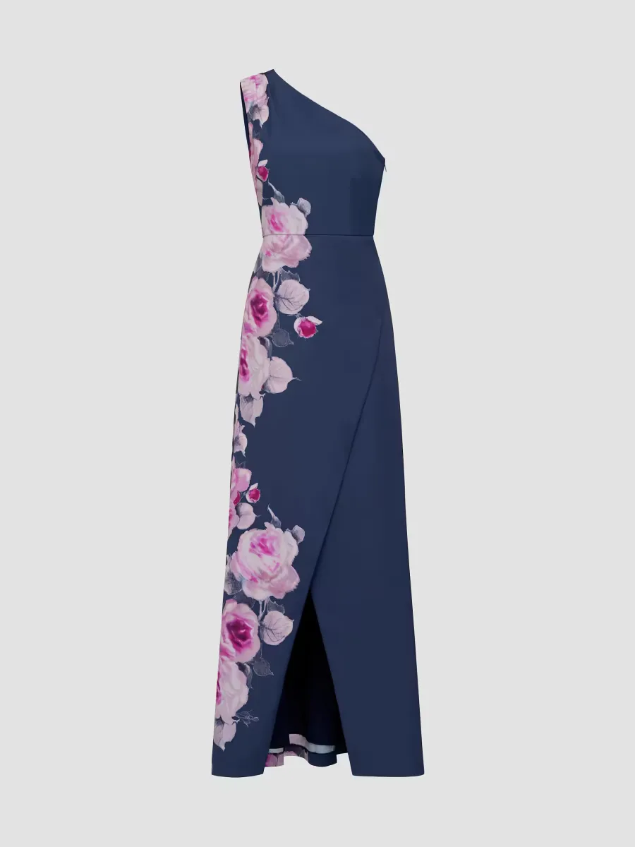 Carissa Floral One-Shoulder Gown by Kay Unger