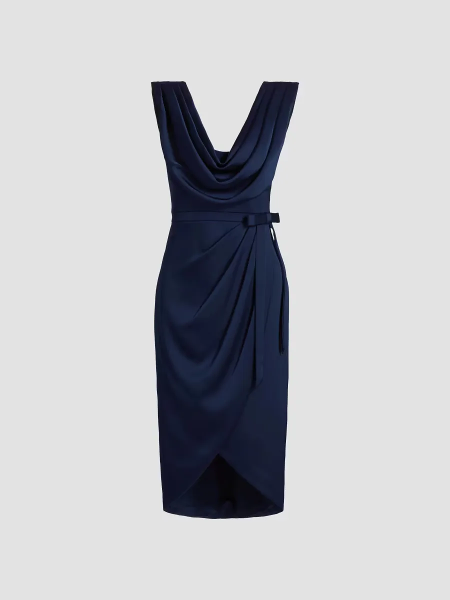 Stephanie Satin Wrap Cocktail Dress by Theia