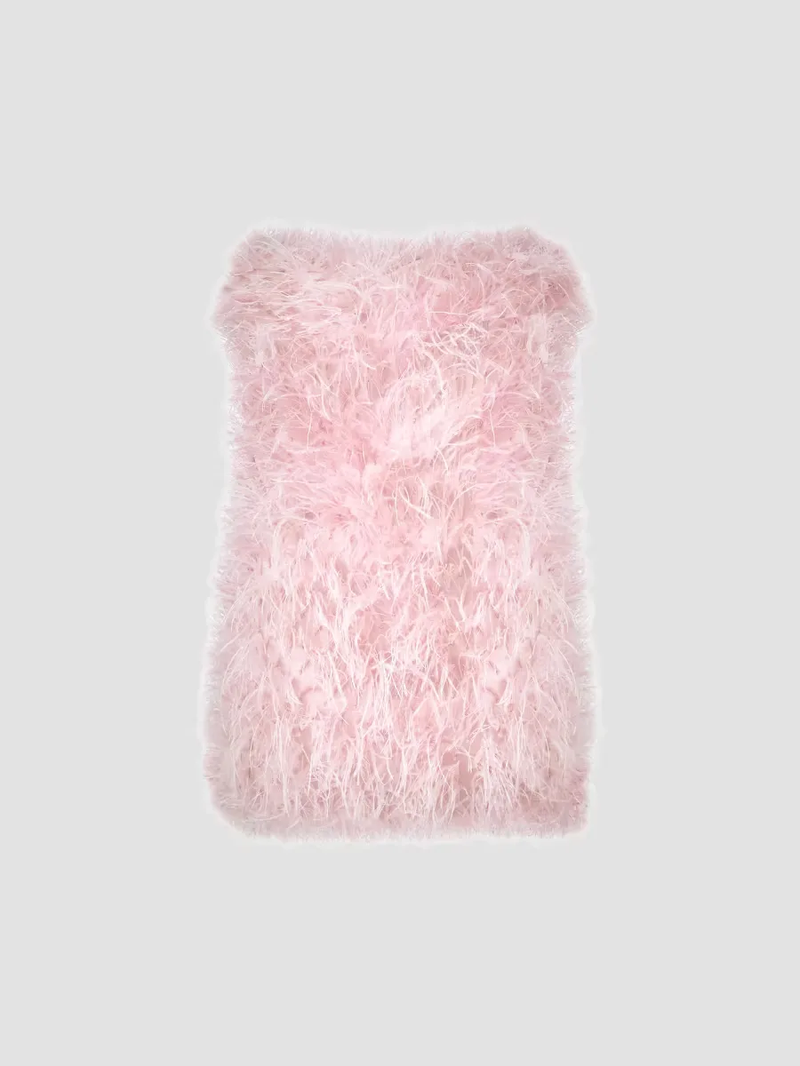 Juniper Faux-Feather Strapless Minidress by Halston