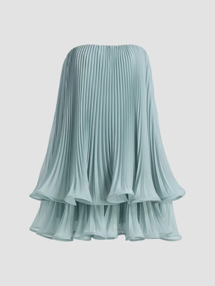 Dalia Pleated Strapless Babydoll Minidress by Amur