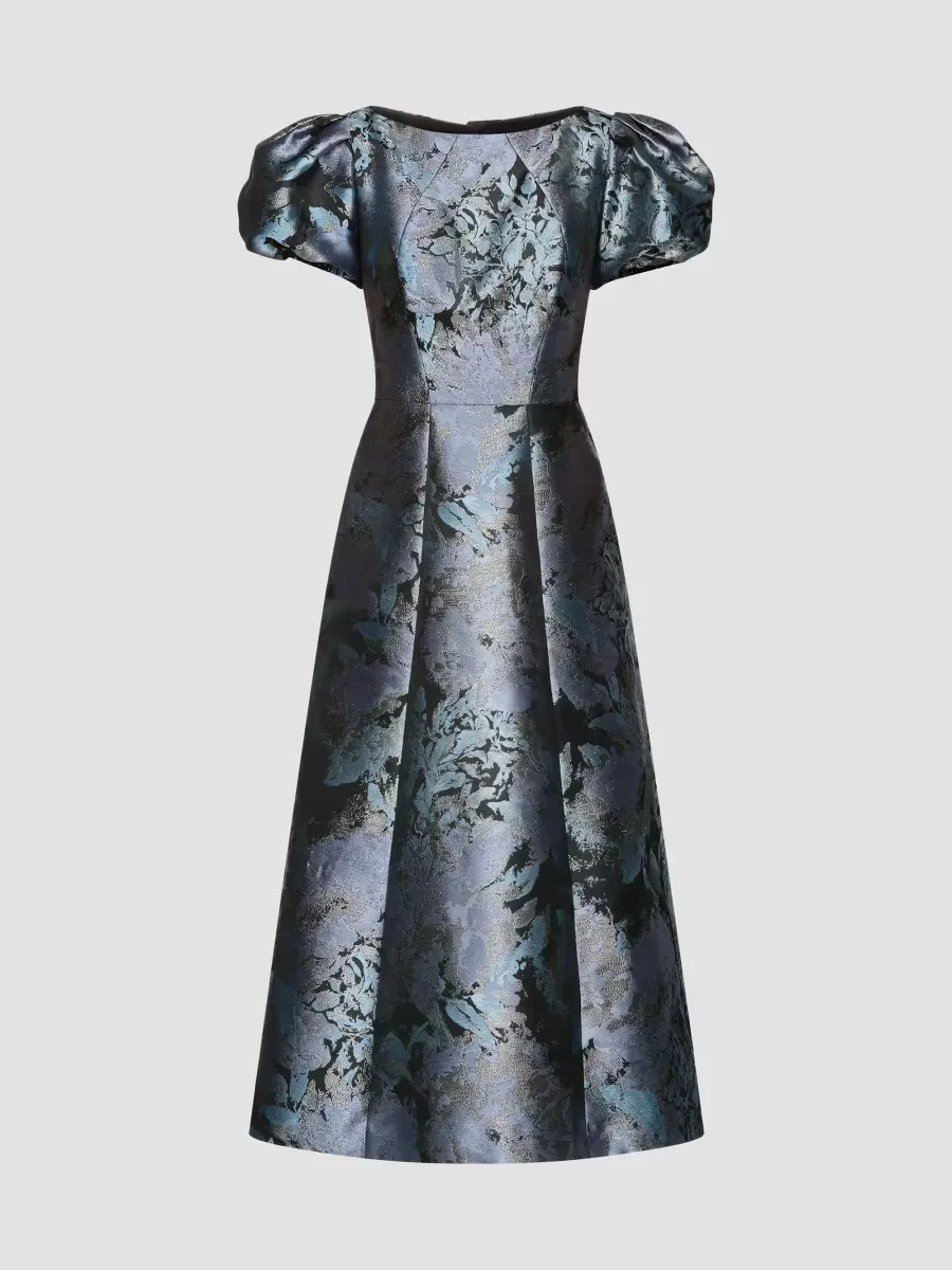 Jennifer Jacquard Tea-Length Cocktail Dress by Kay Unger