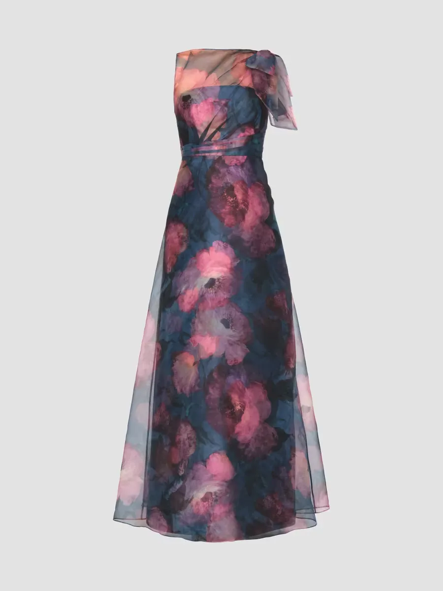 Jocelyn Poppy Print Chiffon A-Line Gown by Kay Unger