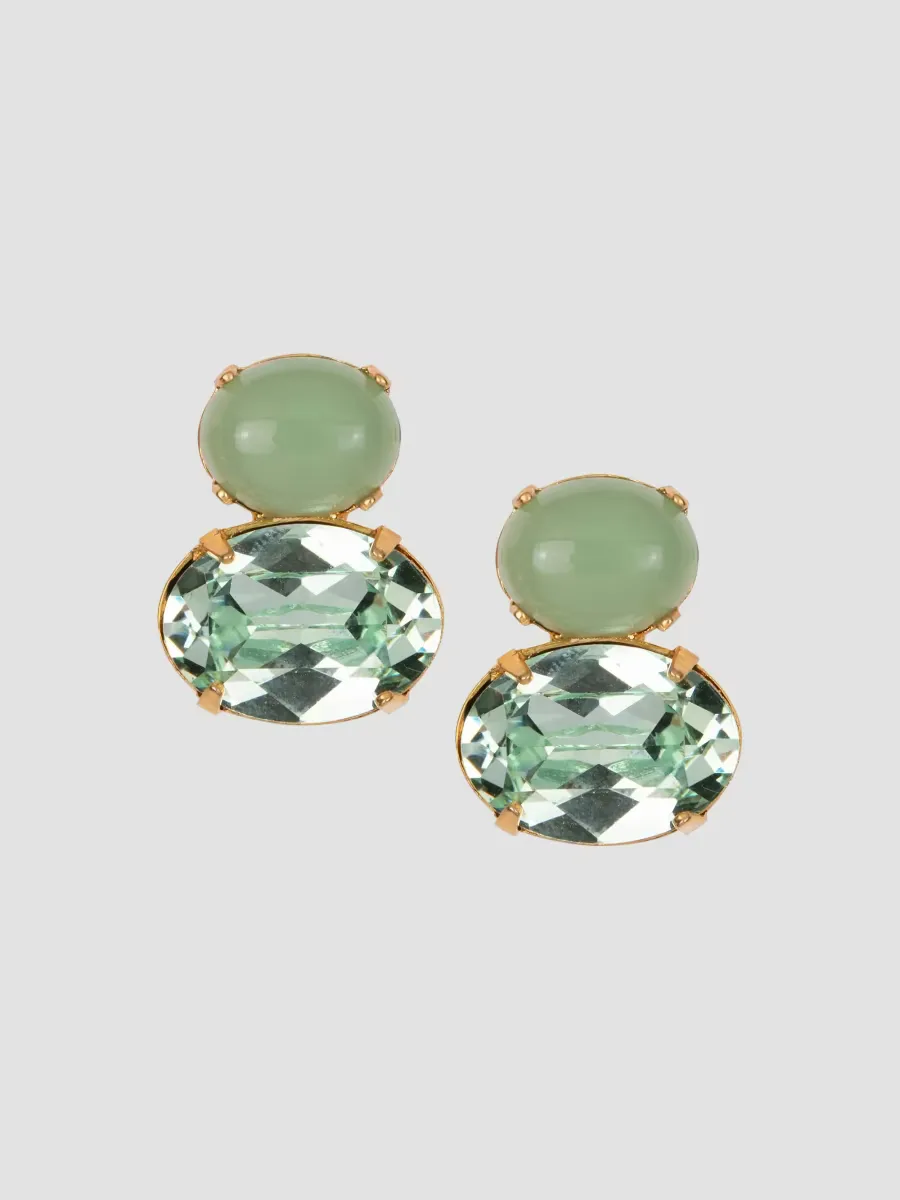 Jennifer Behr Yvette 18K-Gold-Plated, Gemstone & Glass Crystal Double Drop Earrings
