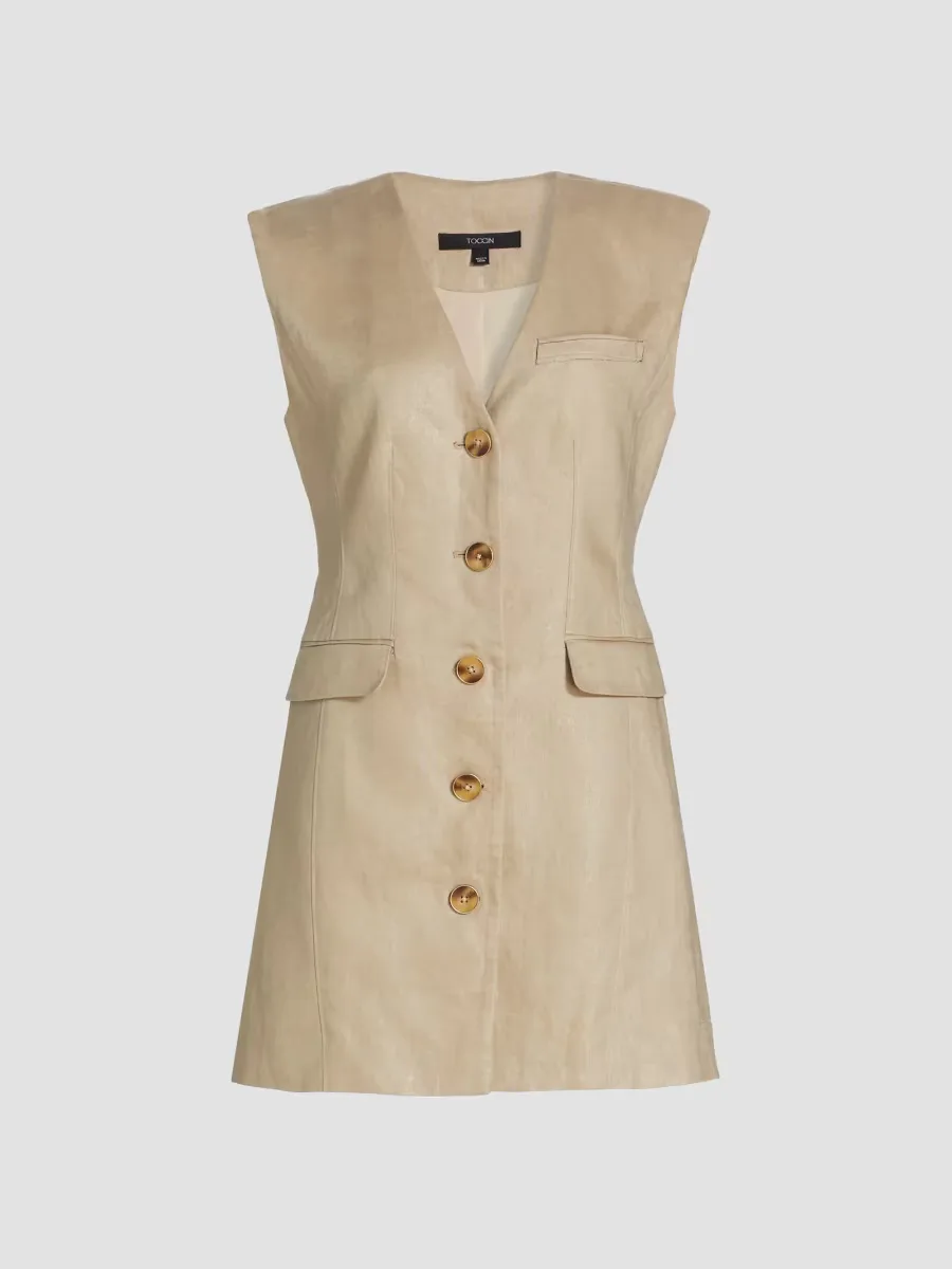 Hayden Linen Vest Minidress by Toccin