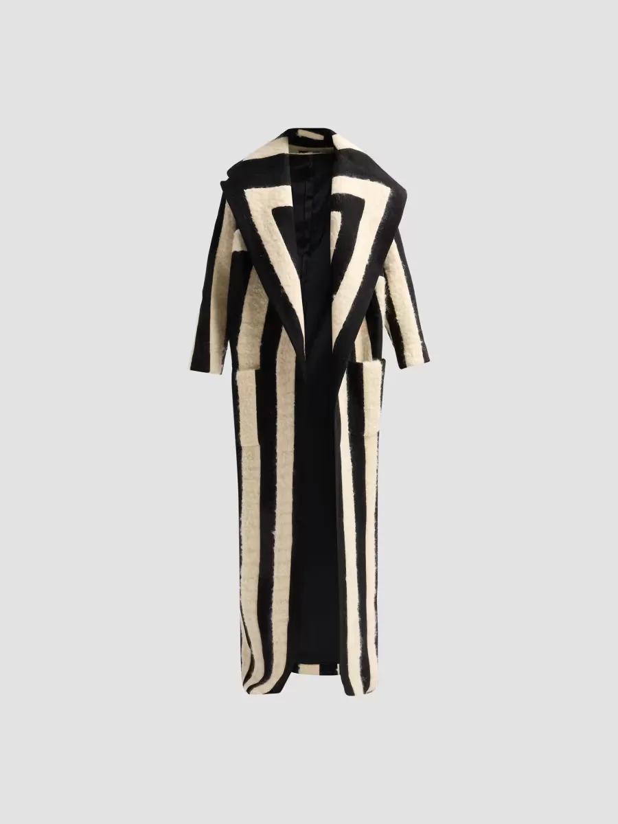 Striped Seam Mohair-Wool Long Coat by Sergio Hudson
