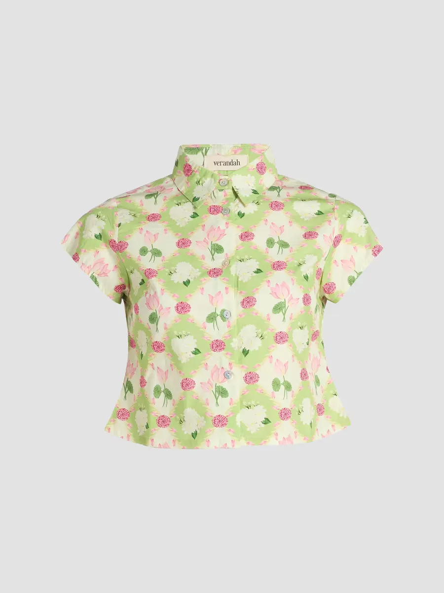 Floral Cotton Poplin Crop Shirt by Verandah