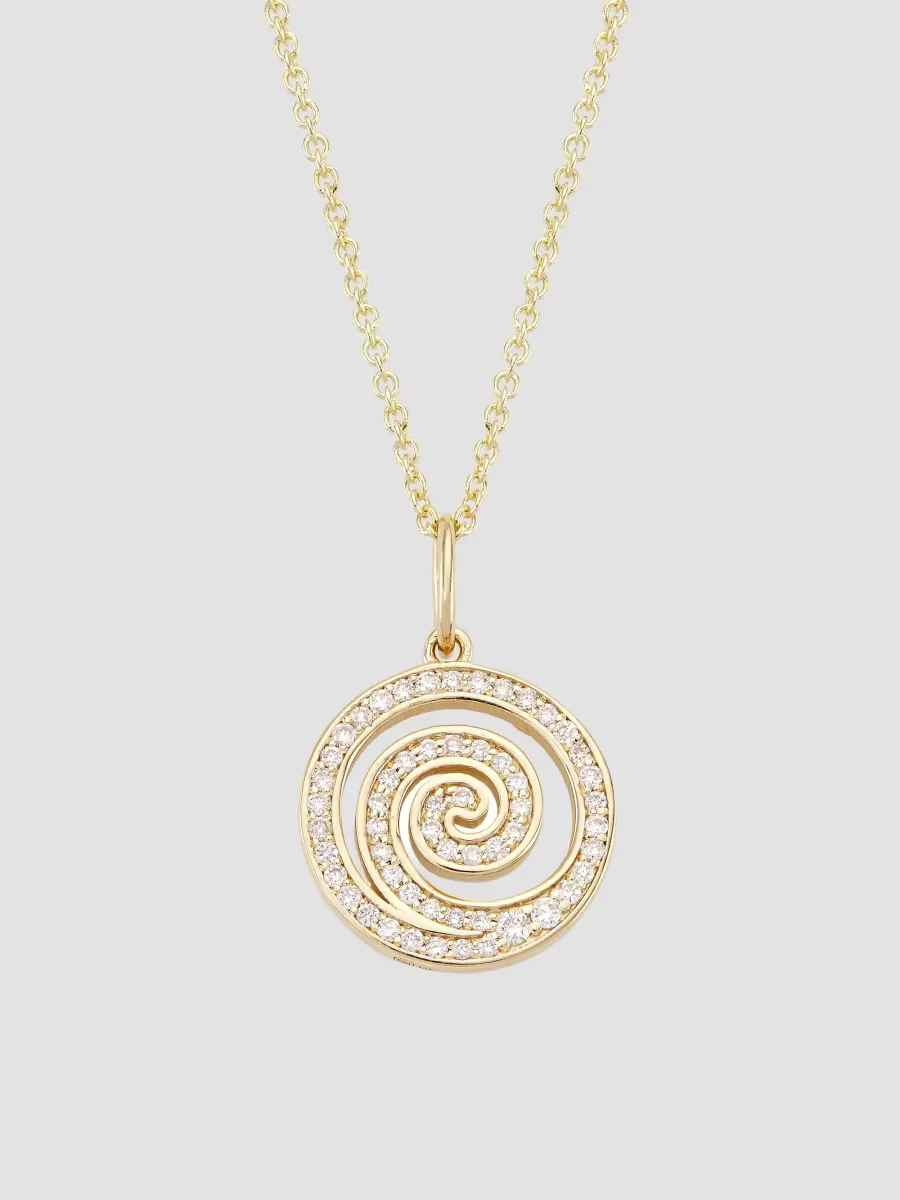 14K Yellow Gold & Diamond Spiral Pendant Necklace by Sydney Evan