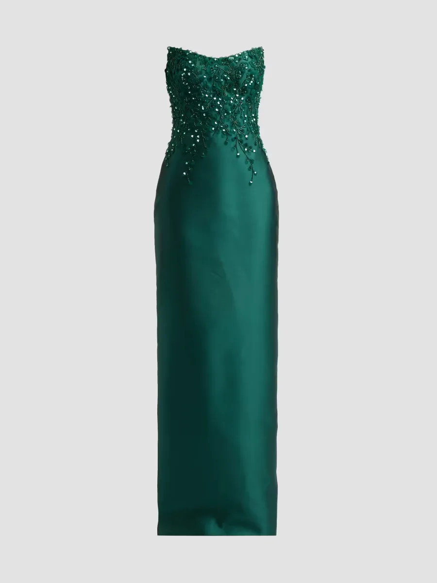 Embellished Mikado Strapless Gown by Pamella Roland