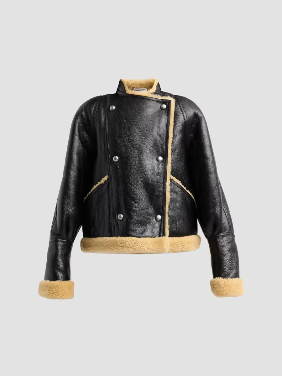Kenny Leather Shearling-Trimmed Jacket by Altuzarra