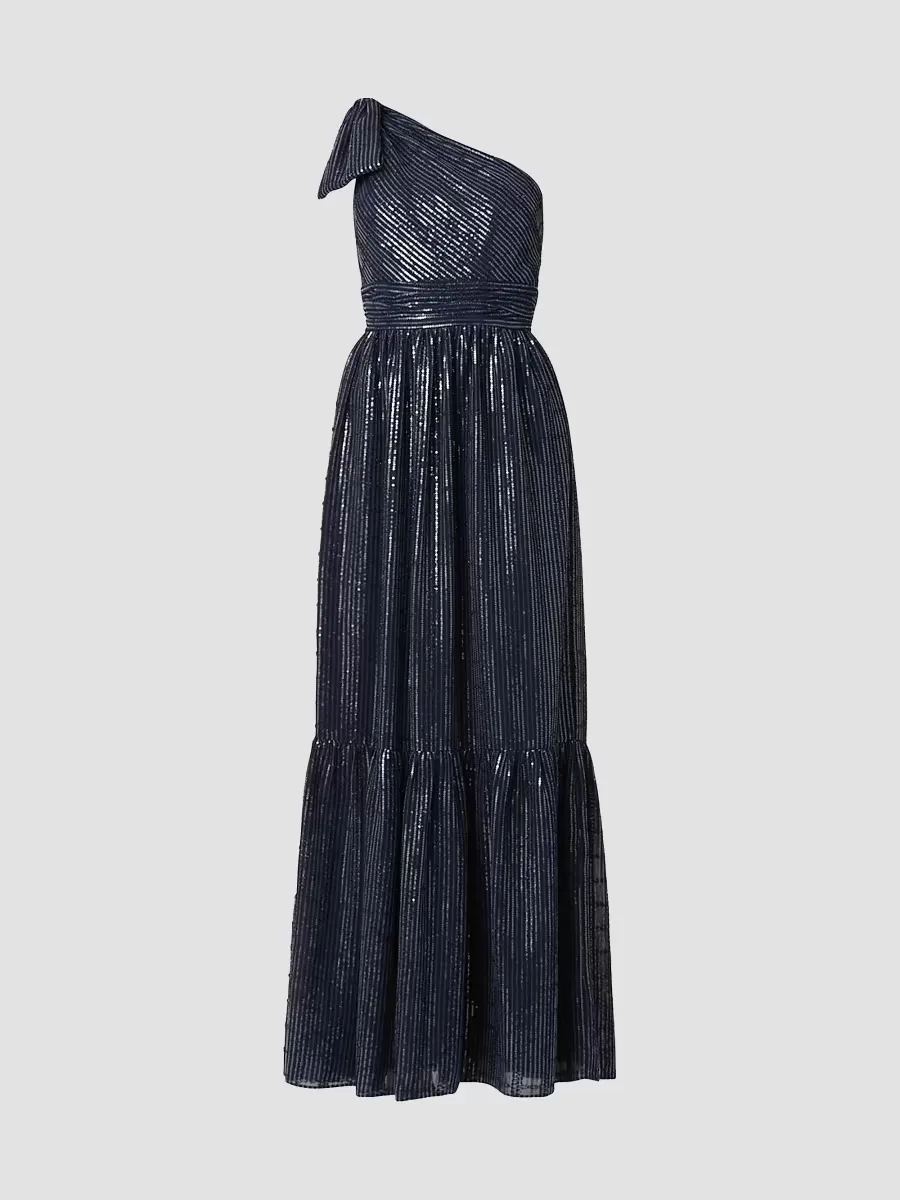 Indigo Sequined One-Shoulder Gown by Shoshanna