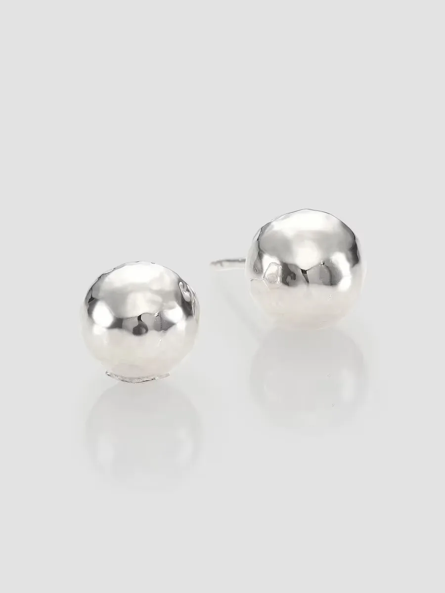 Glamazon Sterling Silver Hammered Ball Stud Earrings
