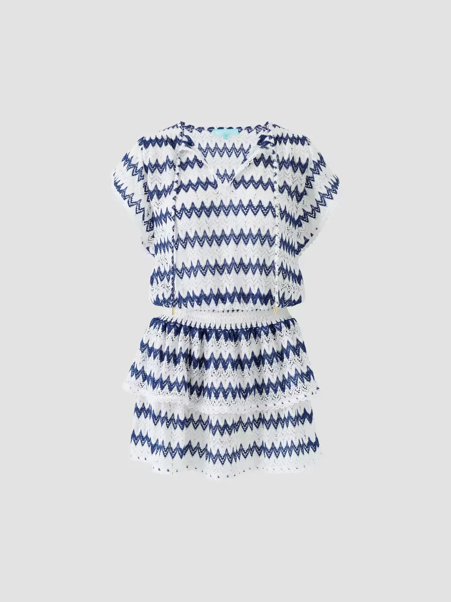 Remi Striped Crochet Mini Dress by Melissa Odabash