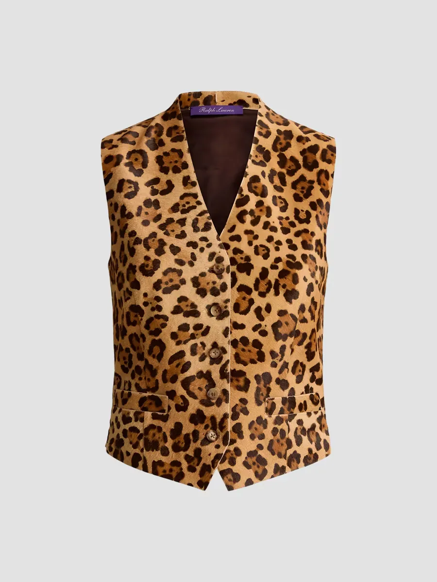 Brennen Leopard-Print Haircalf Vest by Ralph Lauren