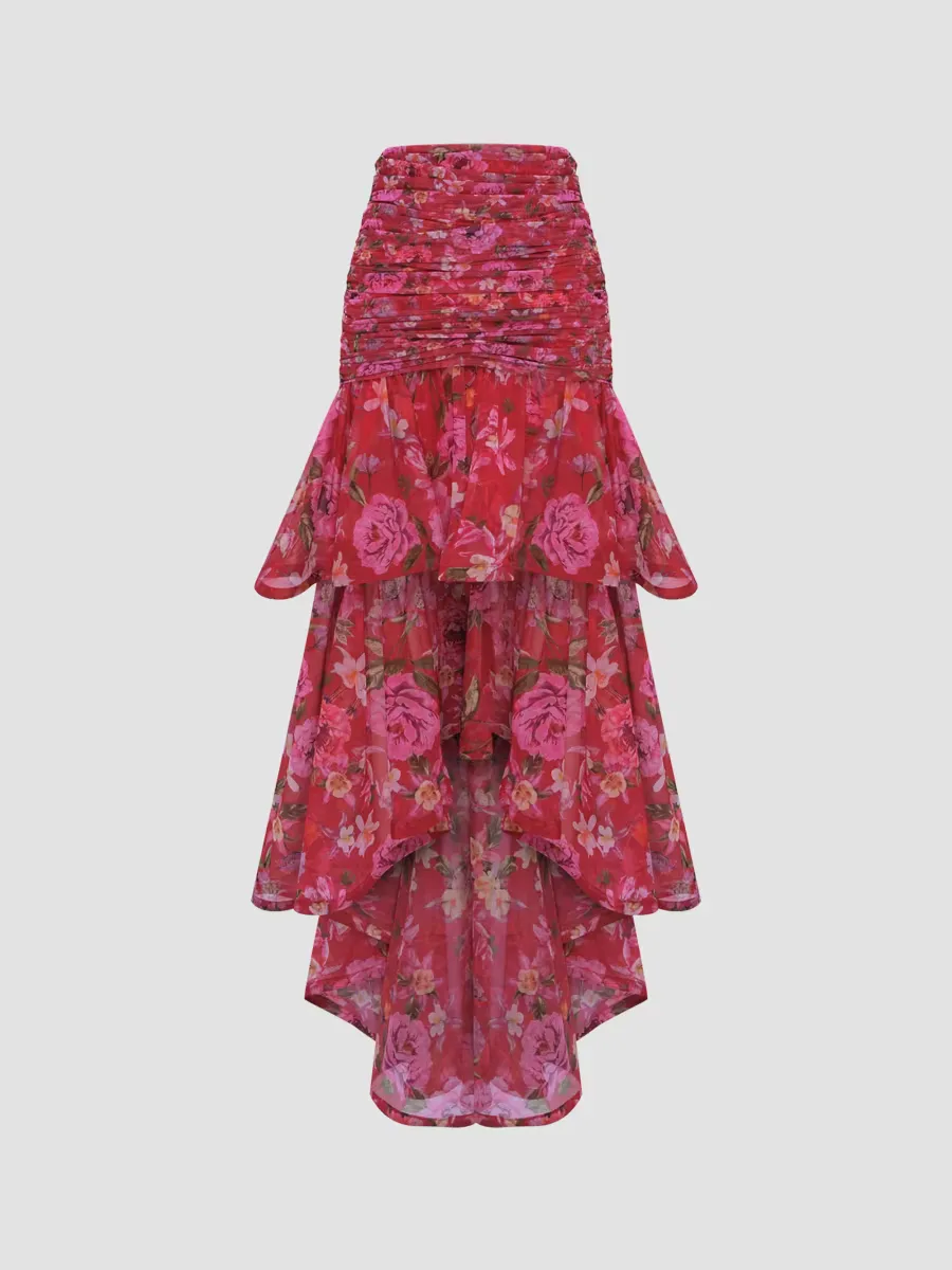 Peony Floral Body-Con Midi-Skirt by PatBO