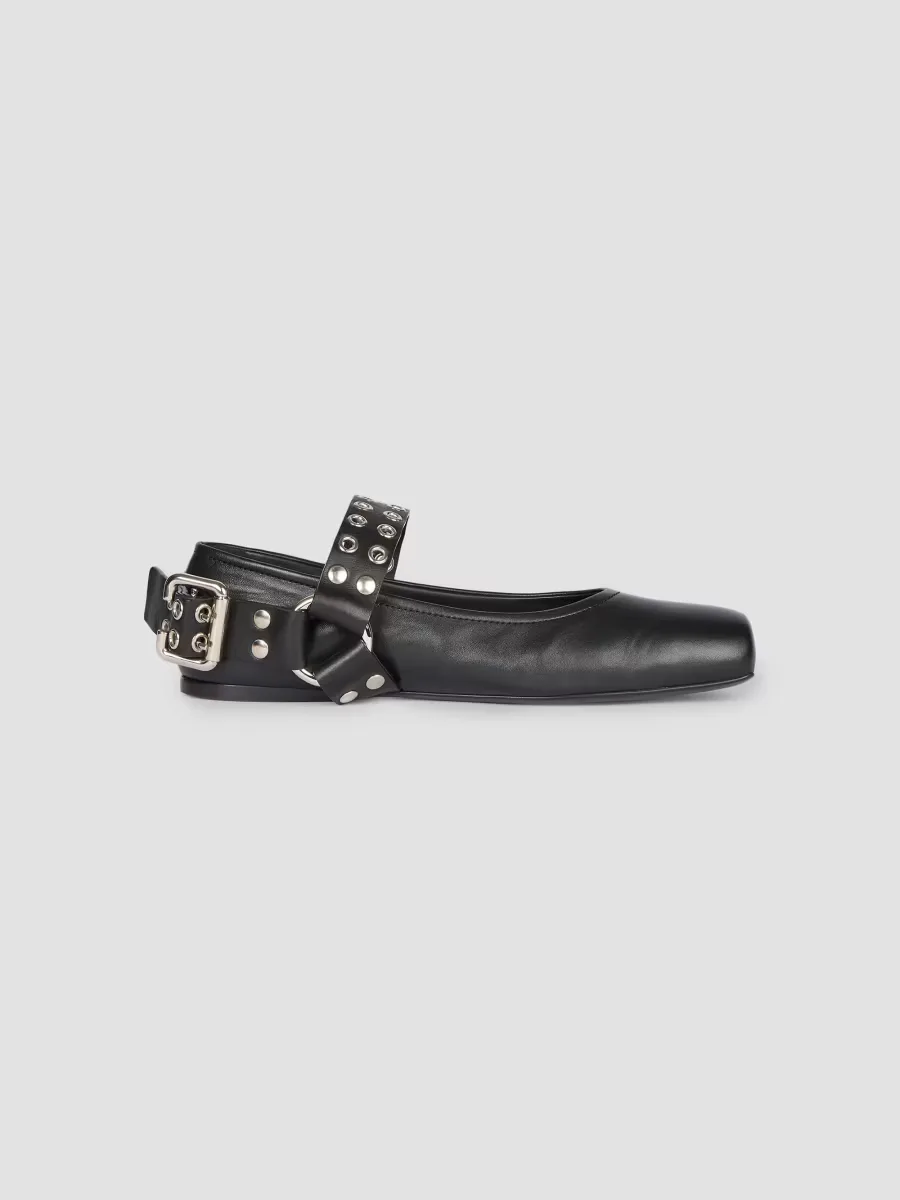 Buckle-Accented Leather Ballet Flats by ALAA