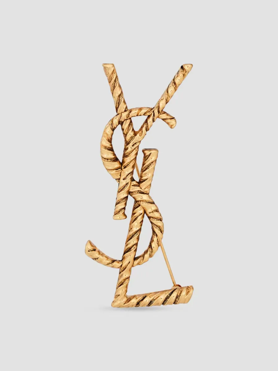 YSL Twisted Brooch in Metal by Saint Laurent