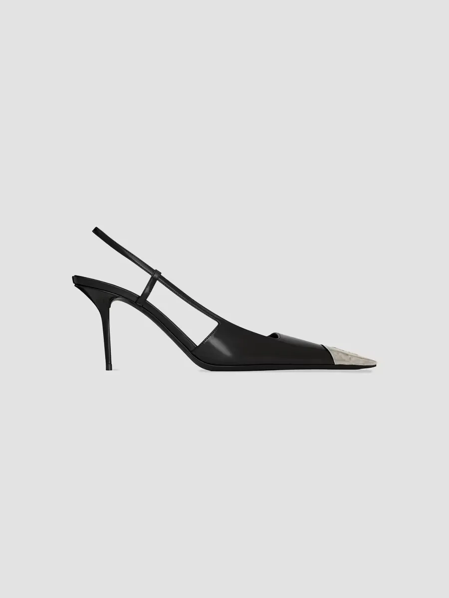 Jeanne Slingback Pumps in Glazed Leather by Saint Laurent