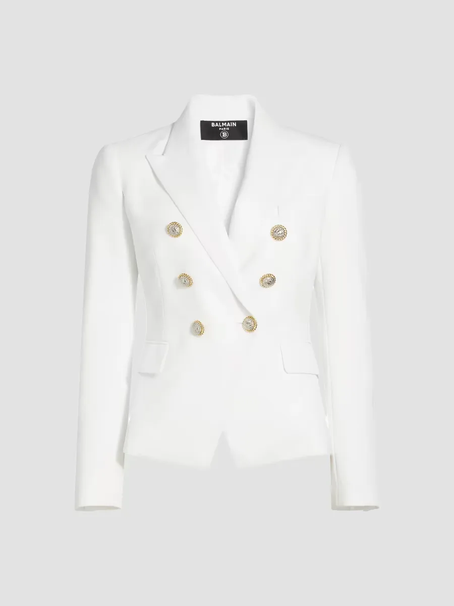 Crepe Double-Breasted Jacket by Balmain