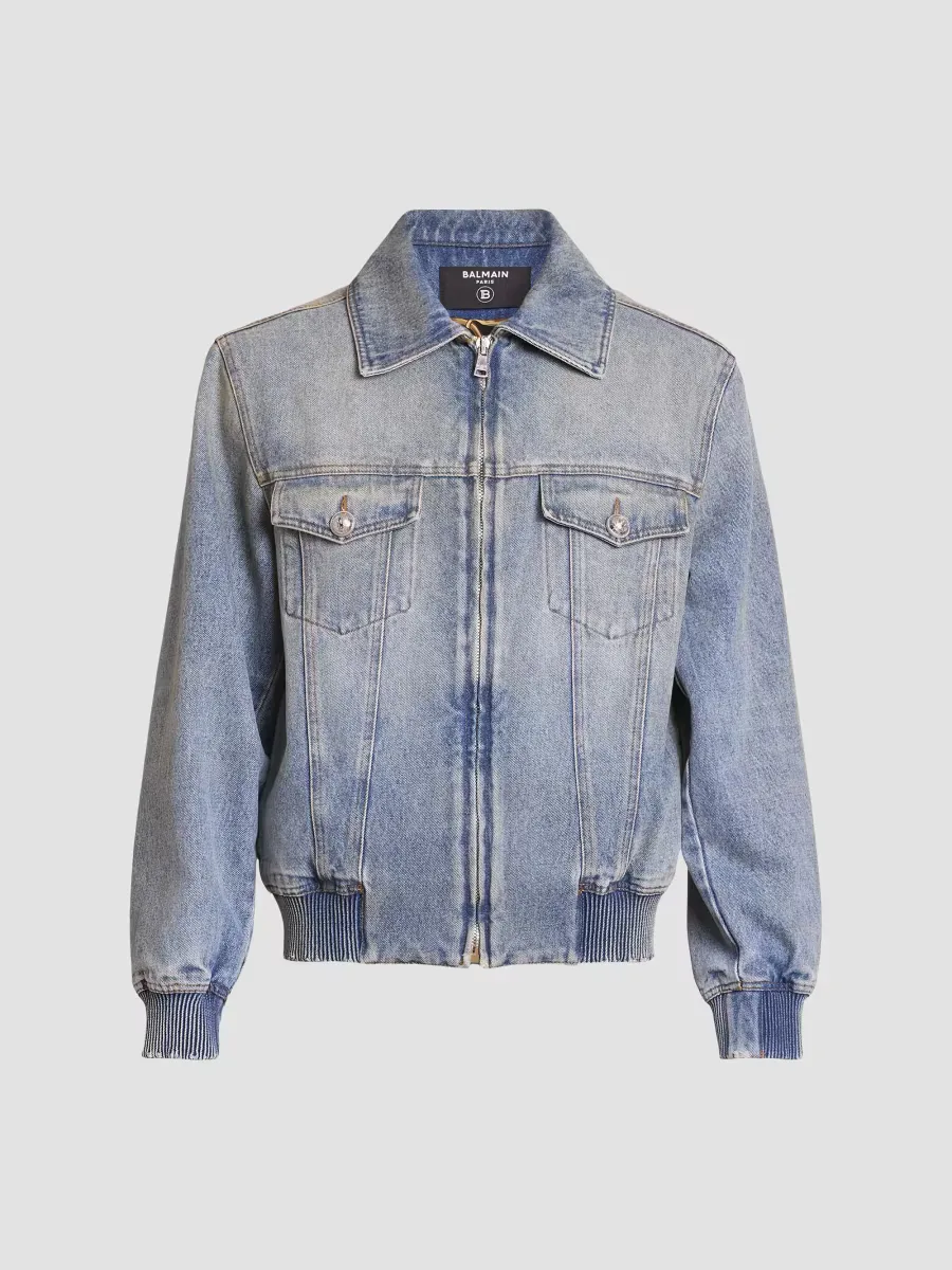 Collared Denim Jacket by Balmain