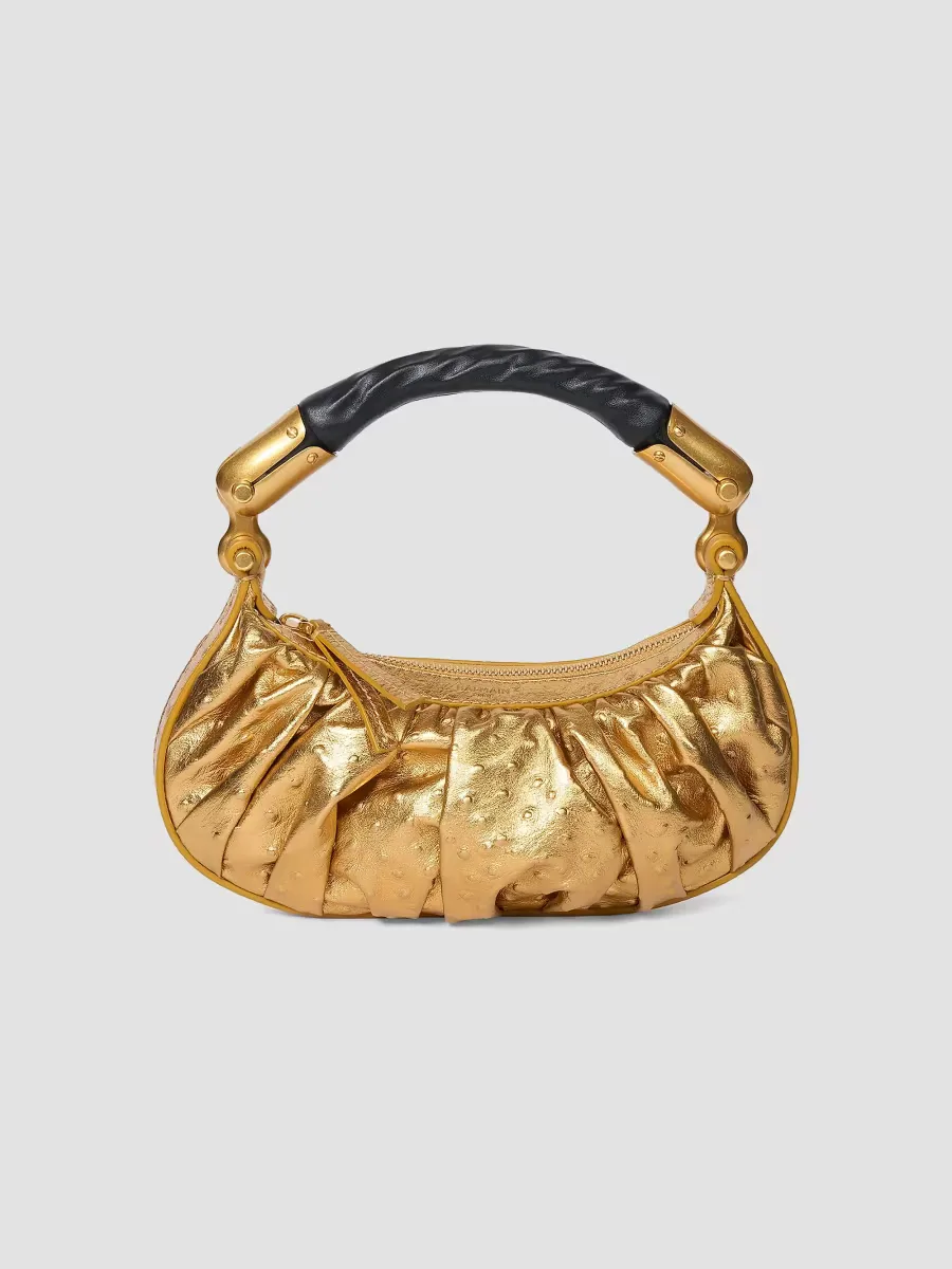 Ebene Mini Embossed Metallic Leather Top Handle Bag by Balmain
