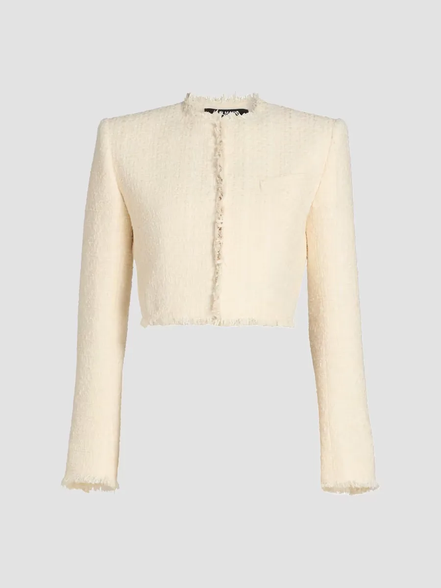 Spencer Tweed Cropped Jacket by Balmain