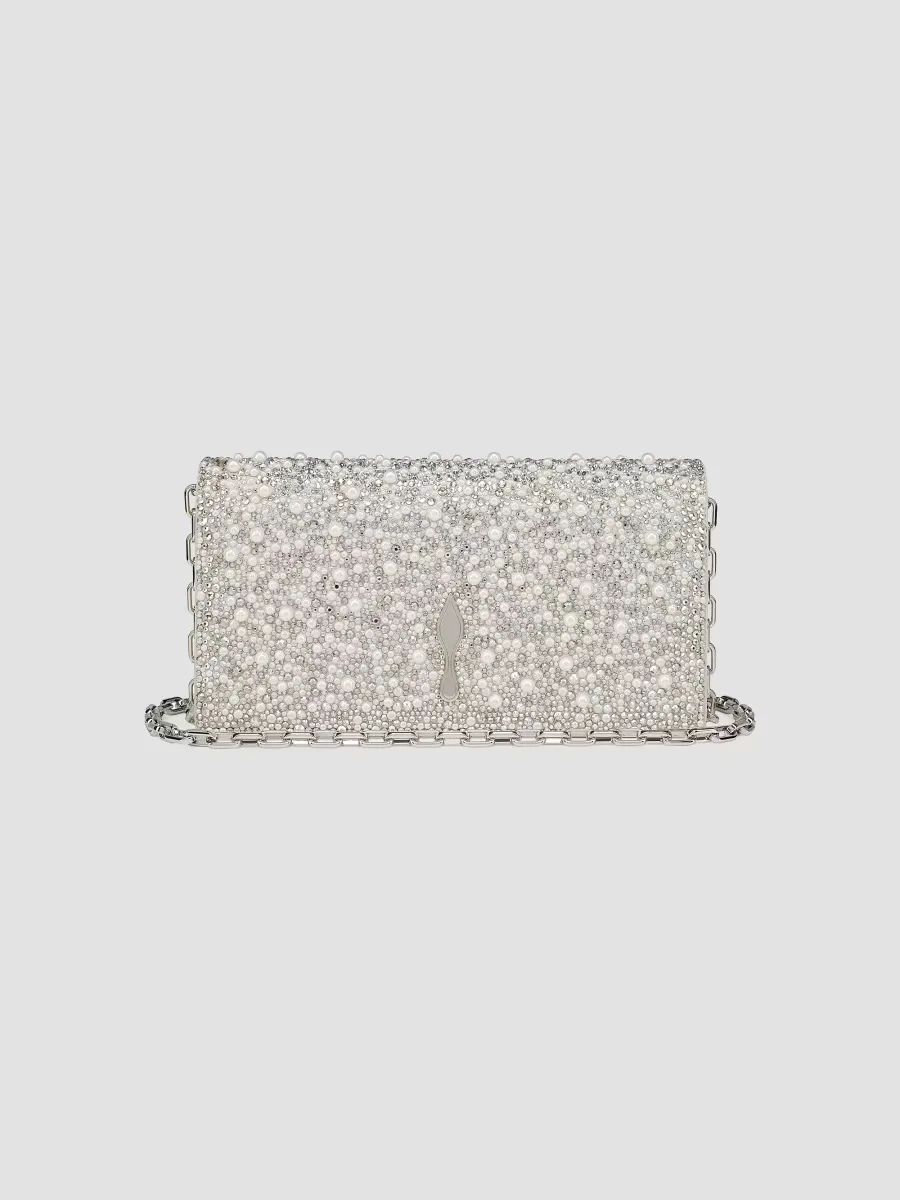 Bettina Suede Strass and Pearls Clutch by Christian Louboutin