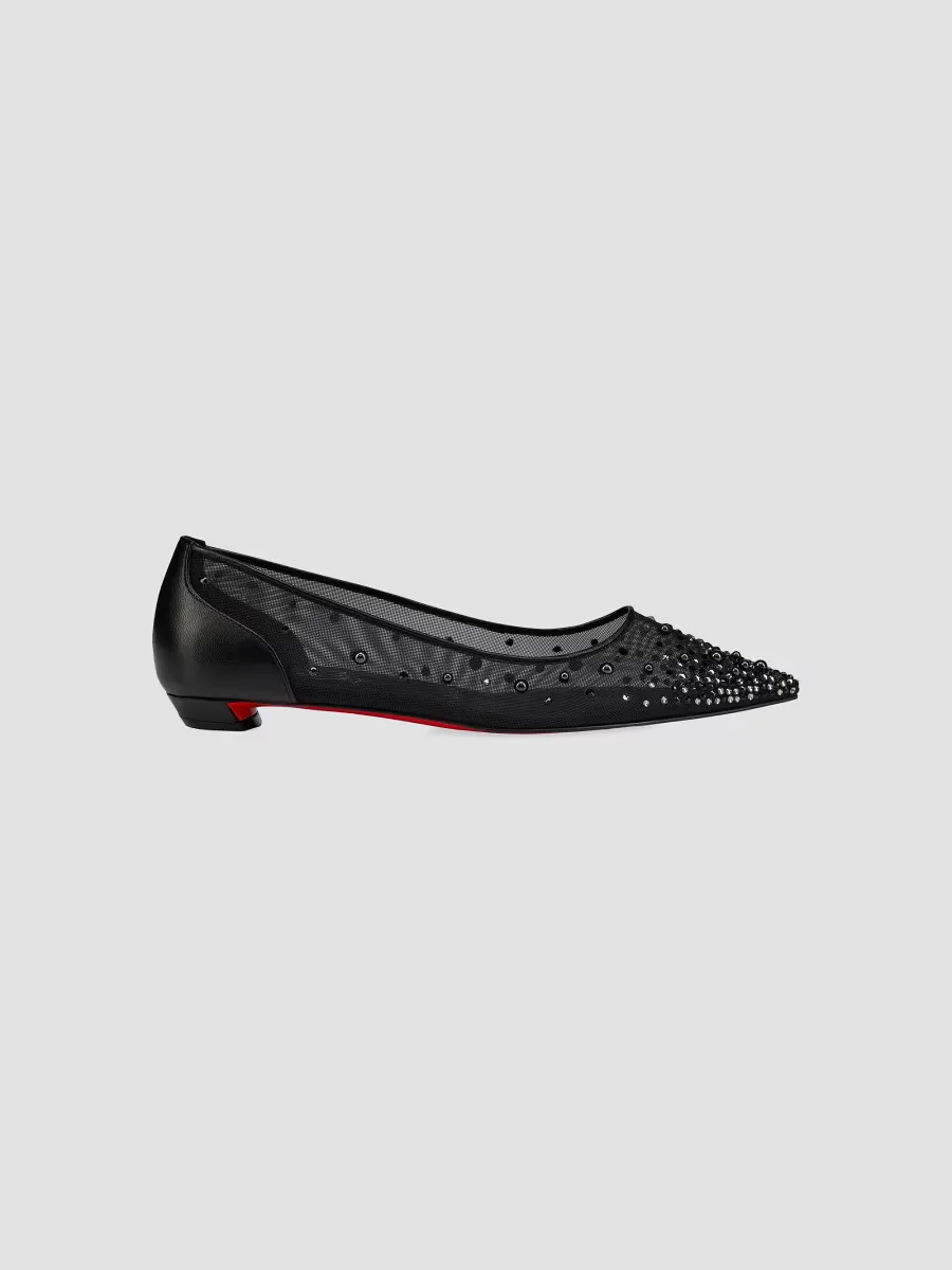 Miss Z Degrastrassina Perla Leather Strass and Pearls Ballerinas by Christian Louboutin