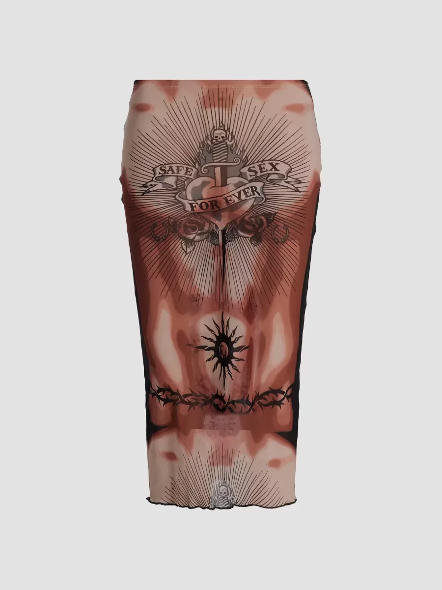 Printed Knit Midi-Skirt by Jean Paul Gaultier