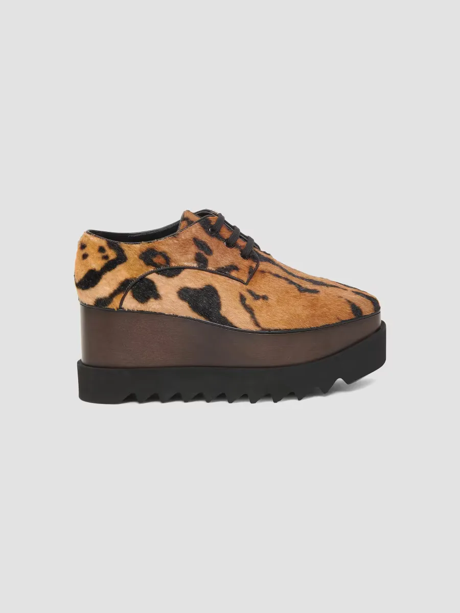 Elyse 80MM Ocelot-Print Velvet Wedge Lace-Up Shoes by Stella McCartney