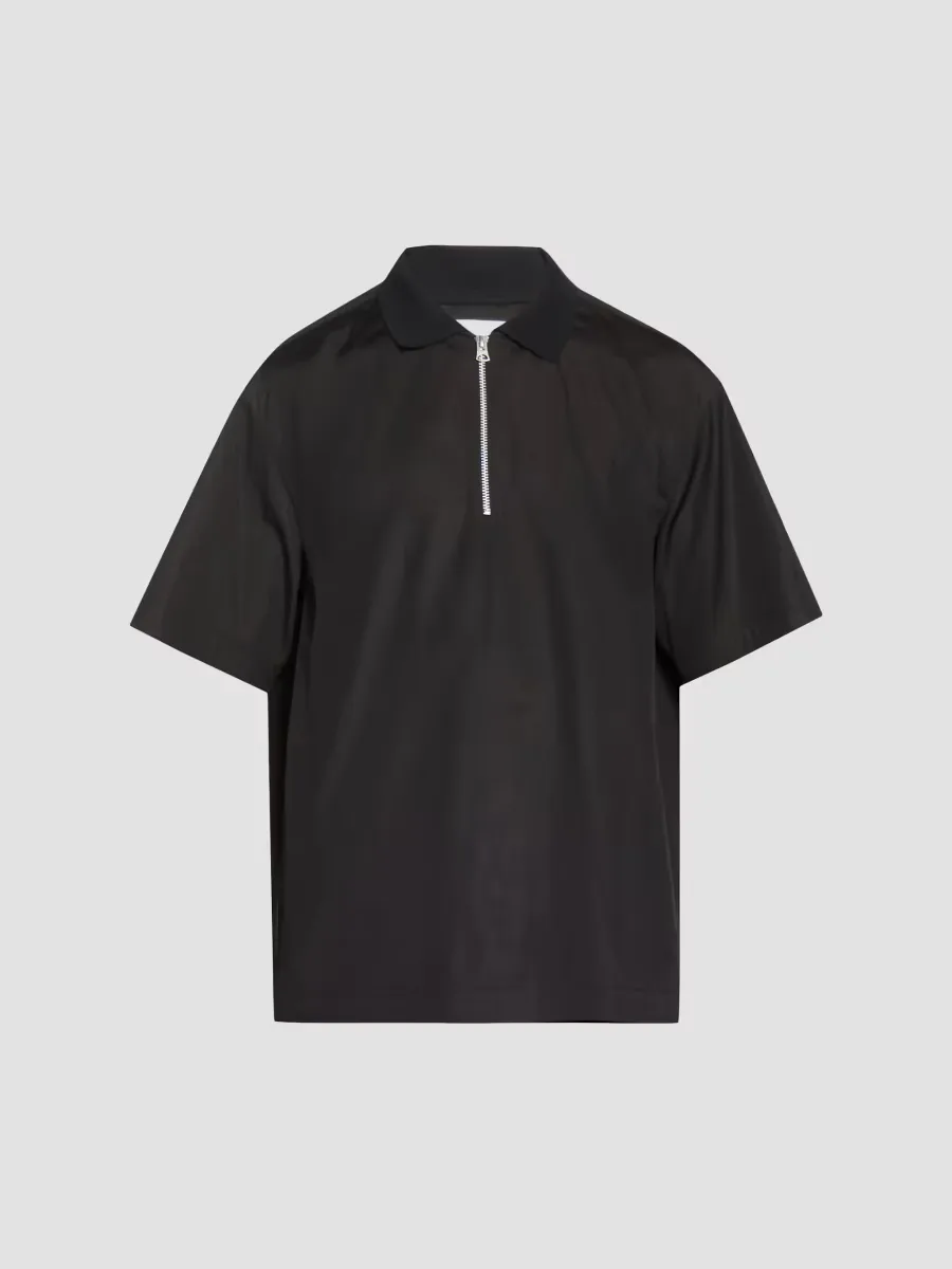 Quarter-Zip Cotton Poplin Shirt by Sacai