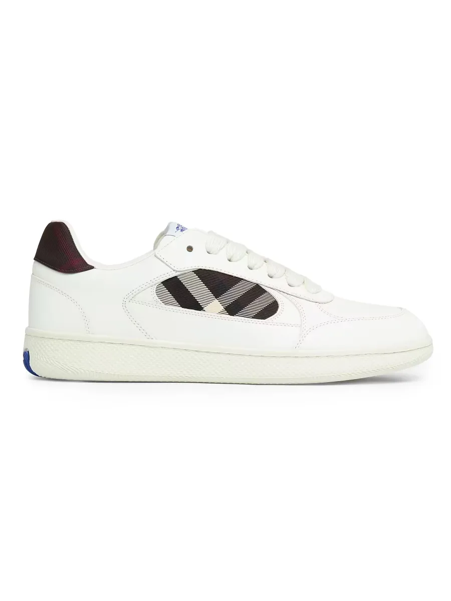 Terrace Leather & Check Sneakers by Burberry