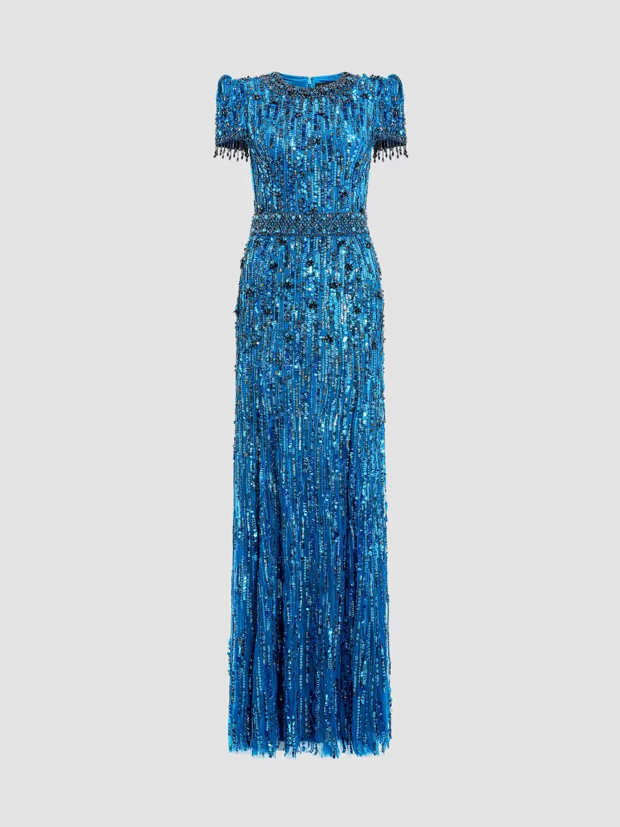Roxy Embellished Fringe Column Gown by Jenny Packham