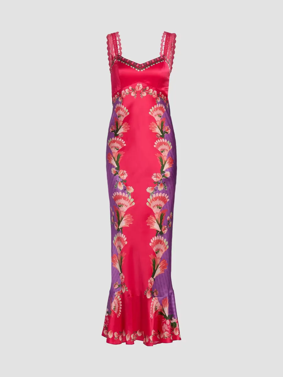 Mimi Printed Silk Slip Dress by Saloni