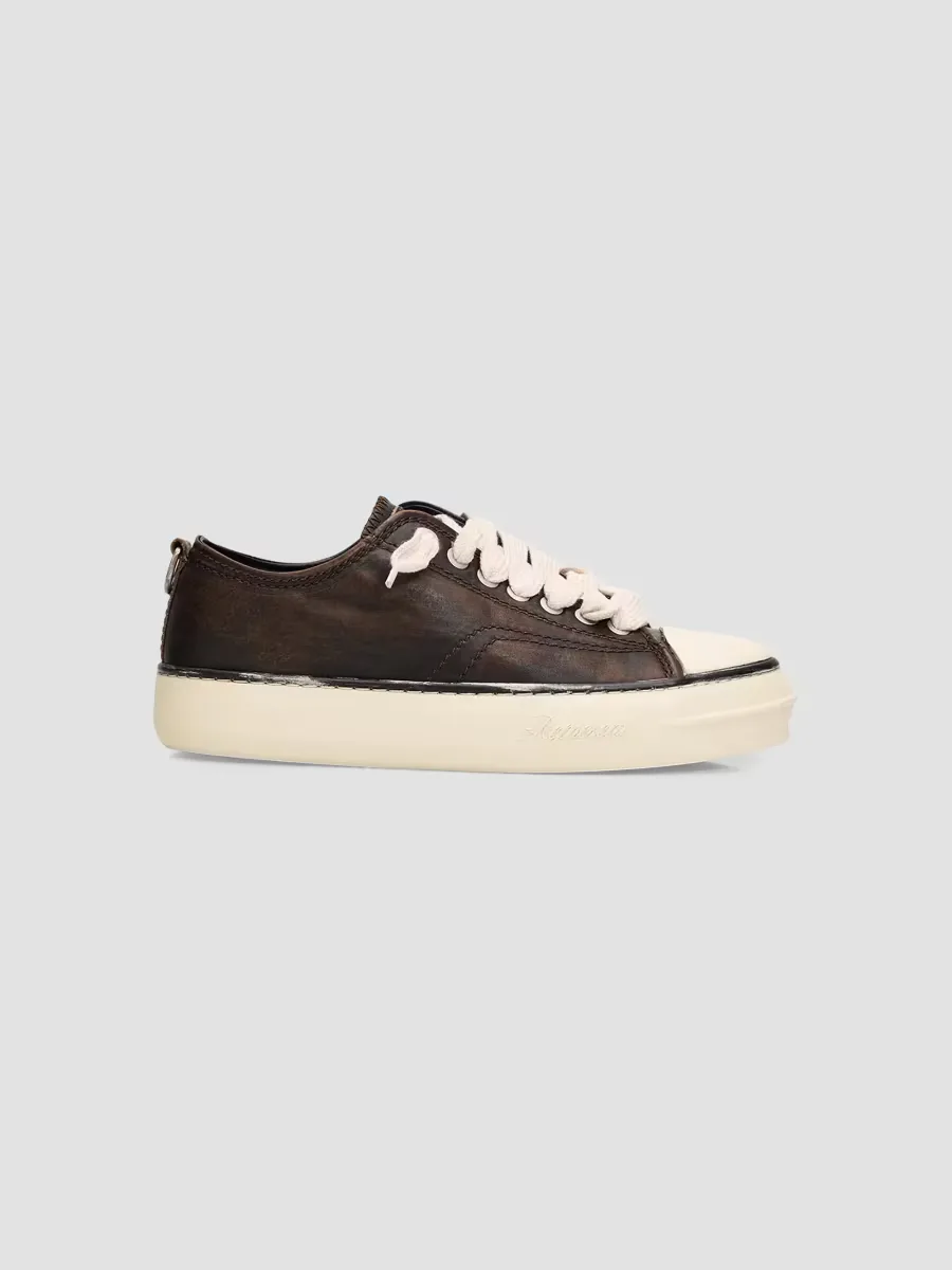 Rep-Cap Distressed Leather Low-Top Sneakers by Represent