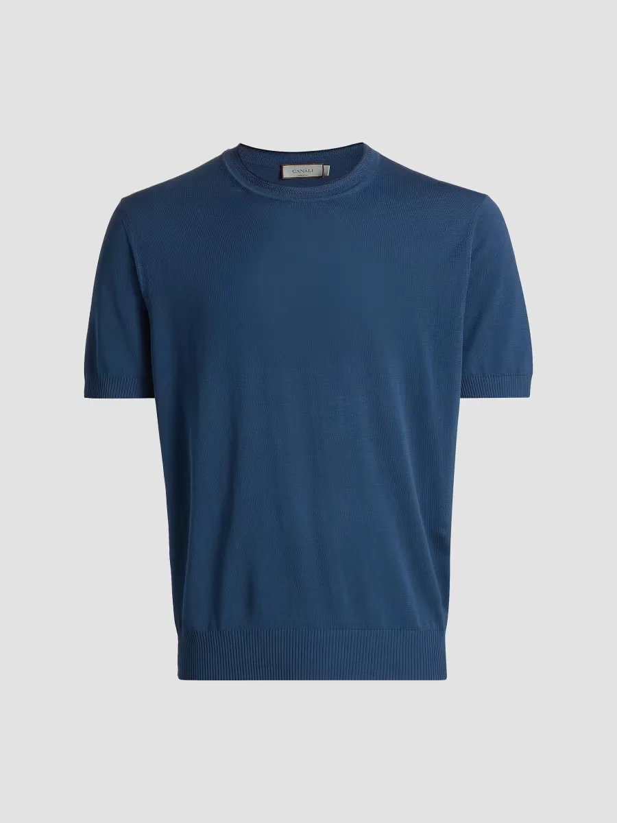 Contrast Tipped Knit Crewneck T-Shirt by Canali