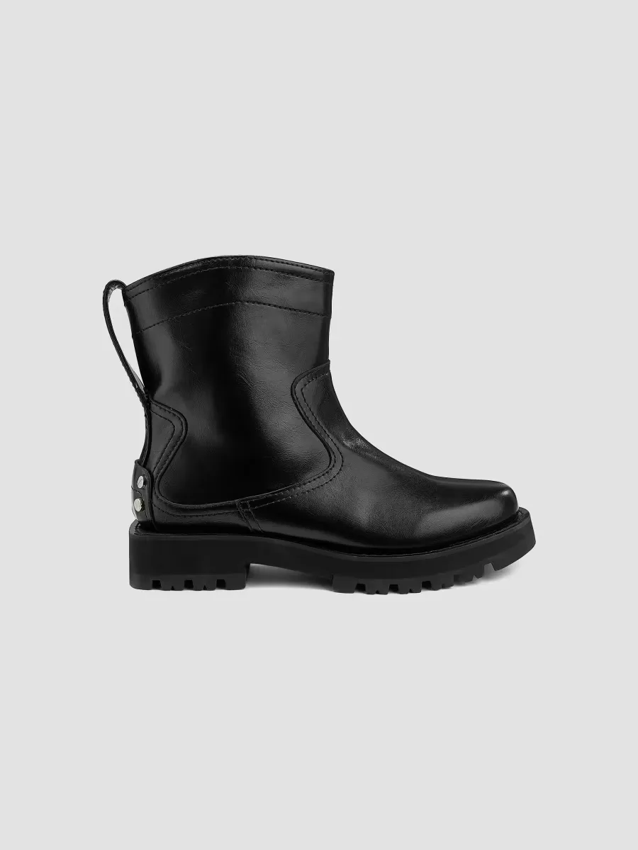 Studs Crinkle Faux-Leather Ankle Boots by GANNI